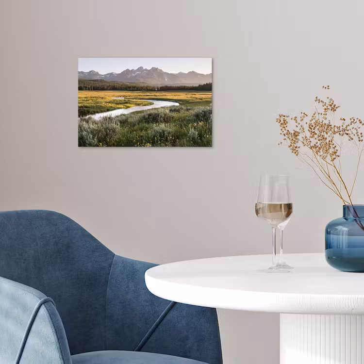 Berglandschap - Rivier - Bos poster papier klein -sfeer3