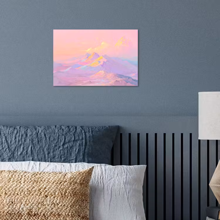 Bergtoppen - Wolken - Dromerig poster papier klein -sfeer2