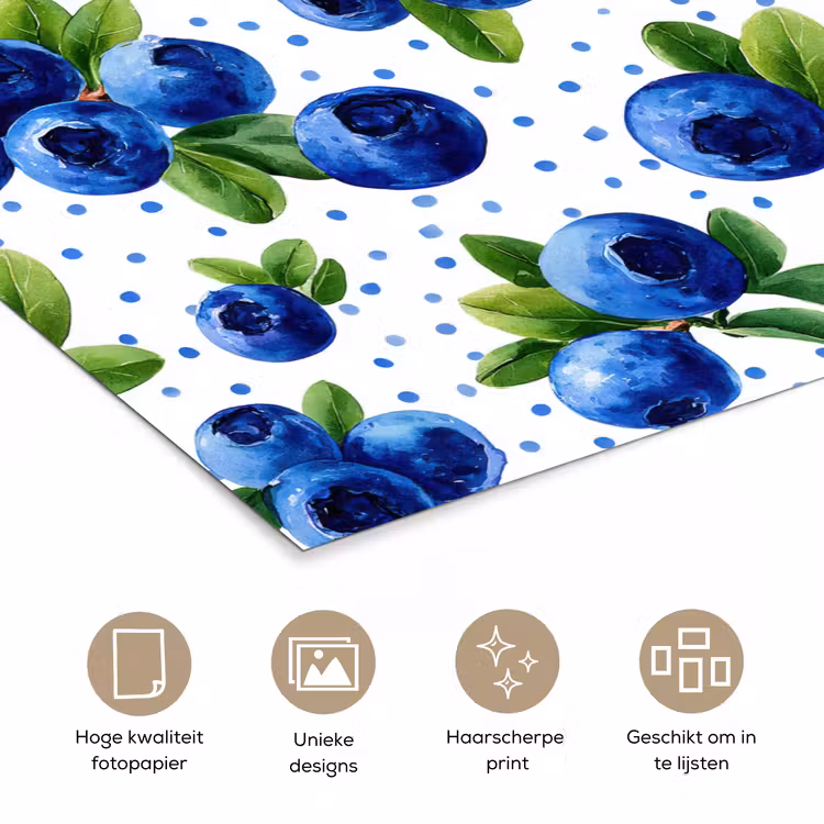 Bessen - Patroon - Blauw poster papier klein 62 -closeup_NL