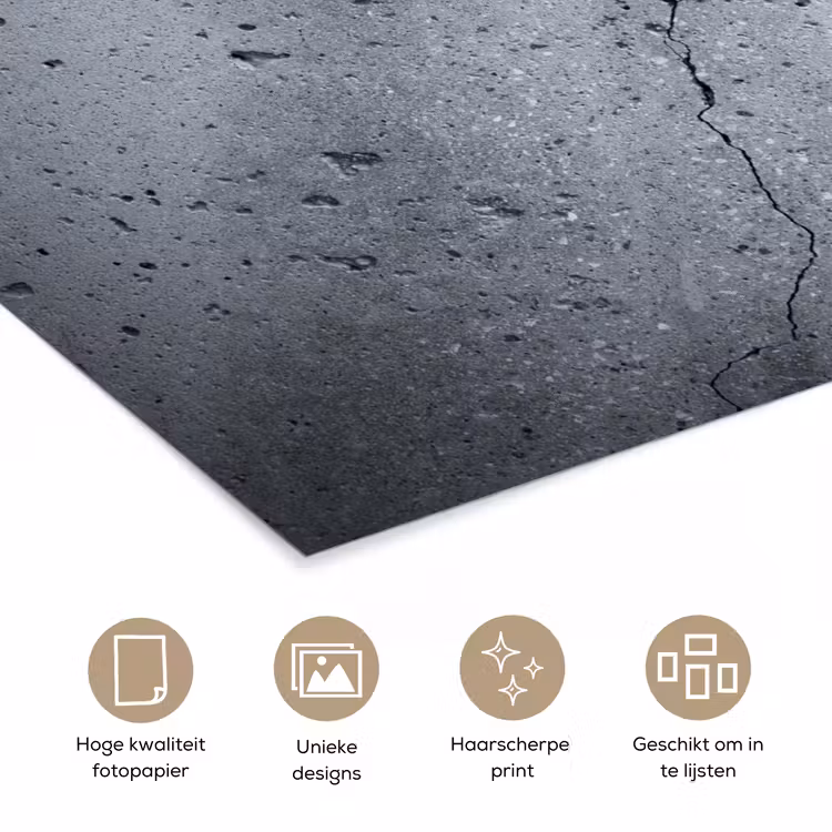 Beton - Grijs - Scheur poster papier klein -closeup_NL