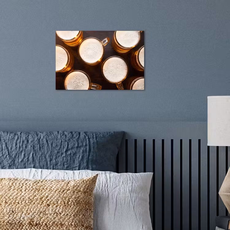 Bier - Glazen - Schuim - Hout - Drank poster papier klein -sfeer2