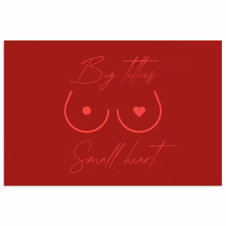Big titties small heart - Rood - Hart poster papier klein -3d