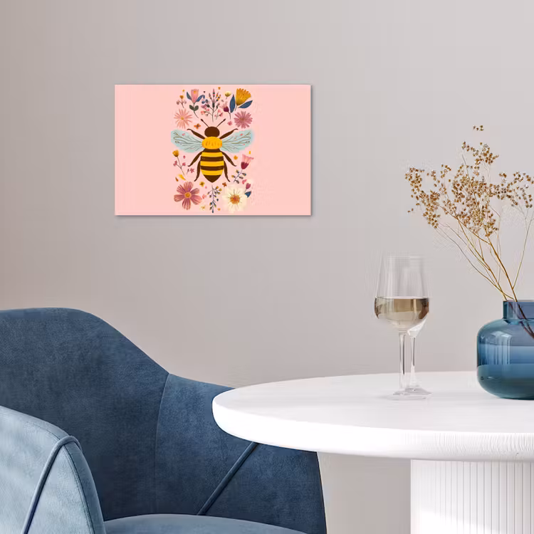 Bij - Geel - Bloemen - Kleurrijk poster papier klein -sfeer3