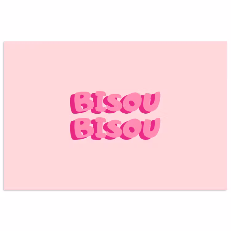 Bisou - Roze - Dikke letters poster papier klein -3d