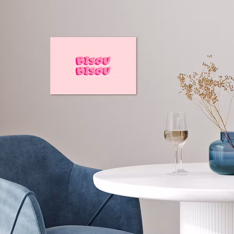 Bisou - Roze - Dikke letters poster papier klein -sfeer3
