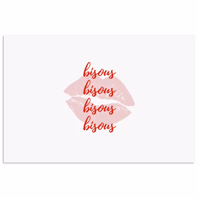 Bisous - Lip - Wit - Rood poster papier klein -3d