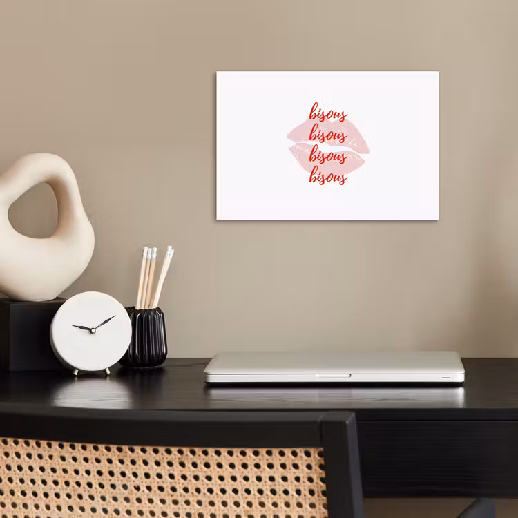 Bisous - Lip - Wit - Rood poster papier klein -sfeer1