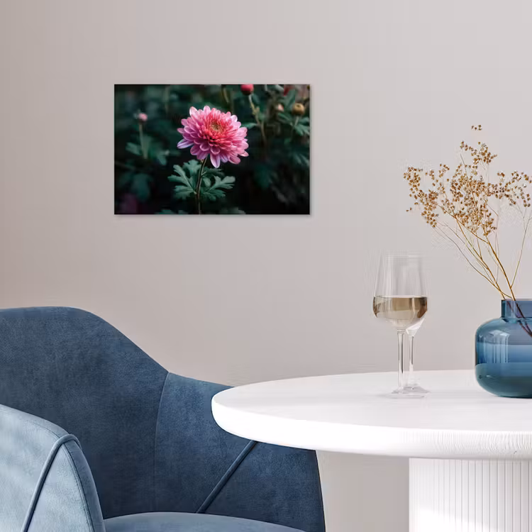 Blad - Chrysant - Roze - Schaduw poster papier klein -sfeer3