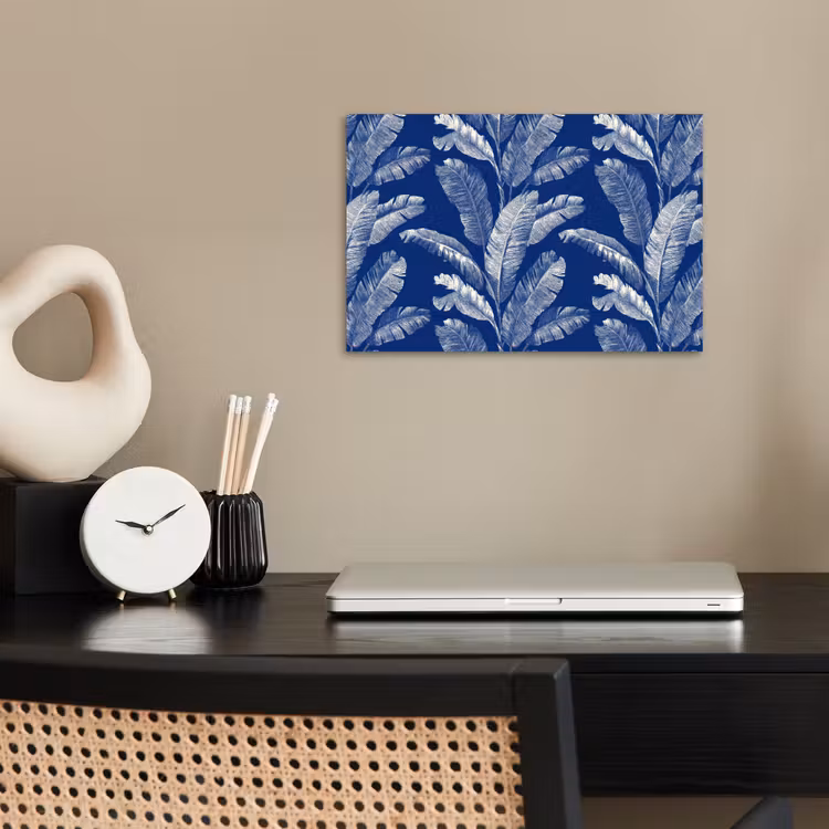 Blad - Palm - Blauw poster papier klein 62 -sfeer1