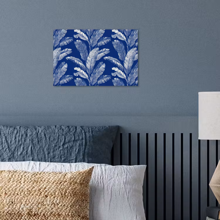 Blad - Palm - Blauw poster papier klein 62 -sfeer2