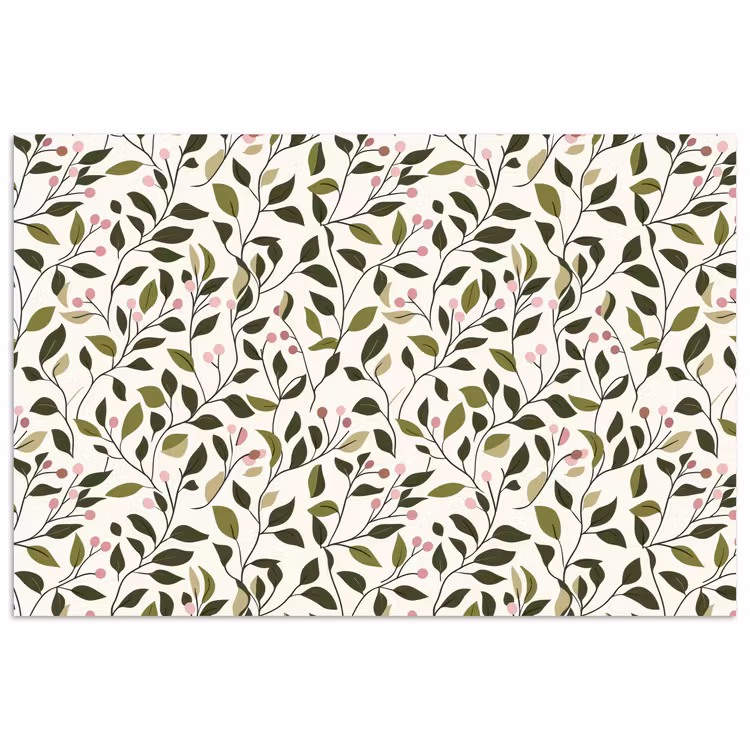 Bladeren - Bessen - Roze poster papier klein 62 -3d
