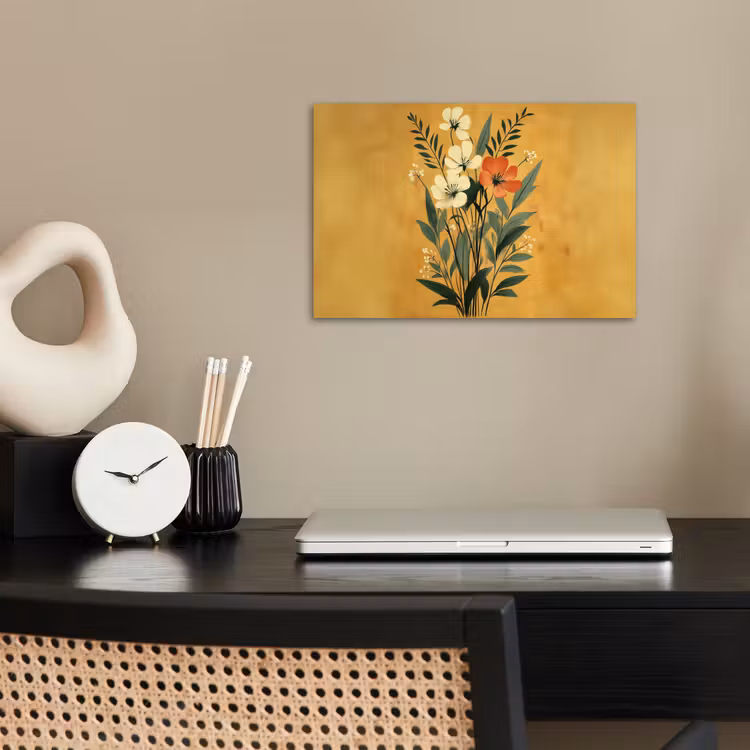Bladeren - Boeket - Bloemen - Geel poster papier klein -sfeer1