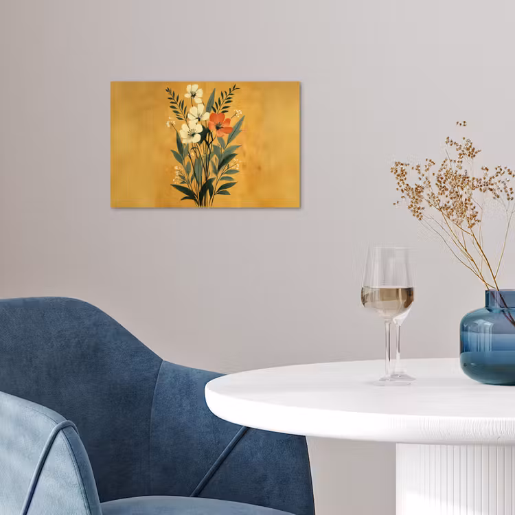 Bladeren - Boeket - Bloemen - Geel poster papier klein -sfeer3