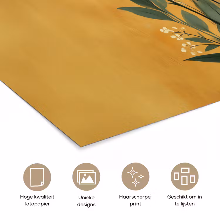 Bladeren - Boeket - Bloemen - Geel poster papier klein -closeup_NL