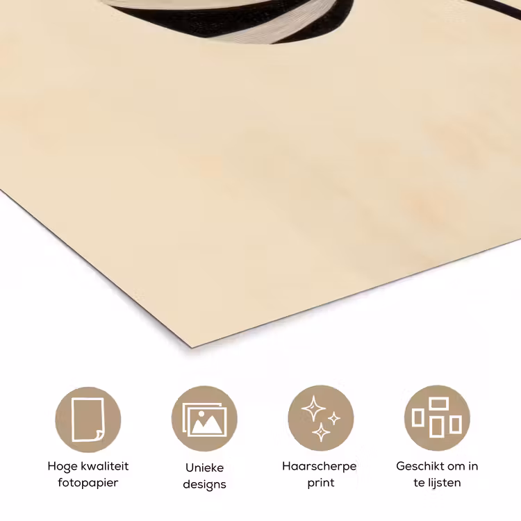 Bladeren - Gestreept - Stengel - Beige poster papier klein -closeup_NL