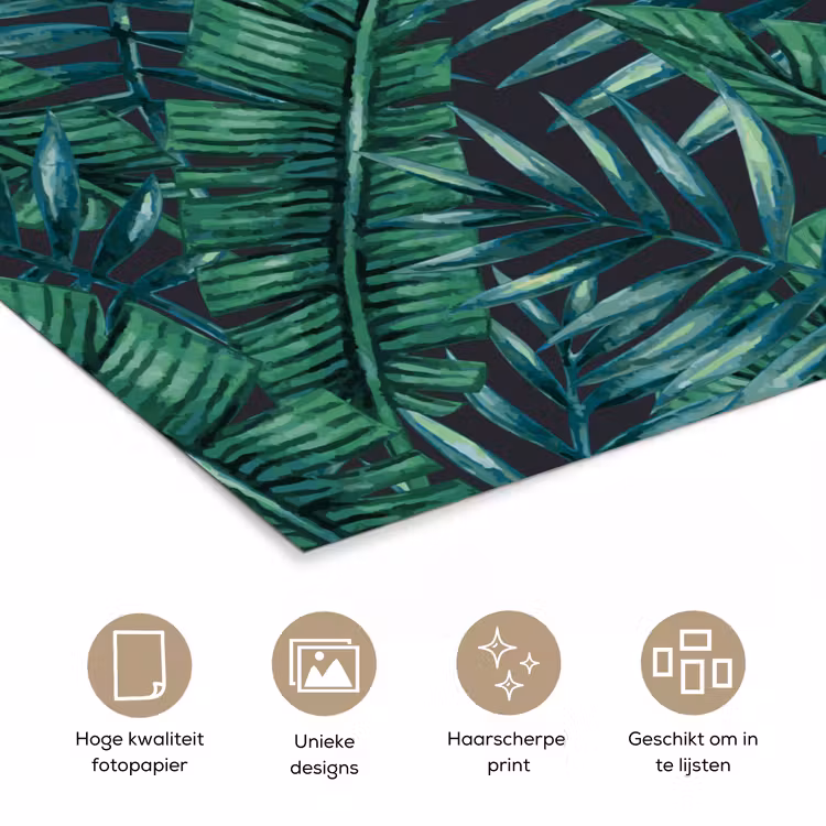 Bladeren - Inductie beschermer - Jungle - Tropical poster papier klein -closeup_NL