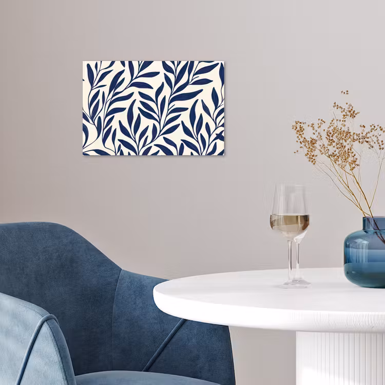Bladeren - Klimop - Donkerblauw poster papier klein -sfeer3