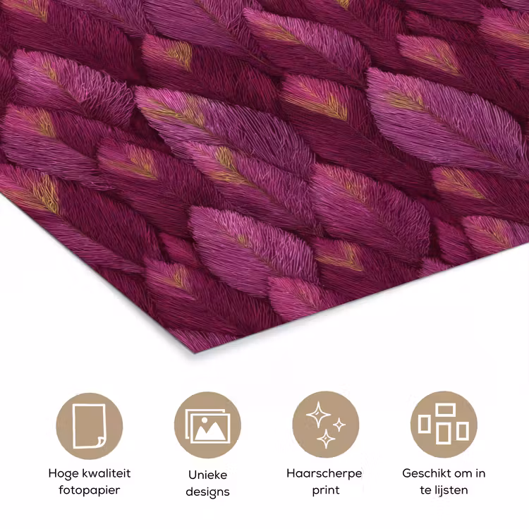 Bladeren - Patroon - Burgundy poster papier klein 62 -closeup_NL