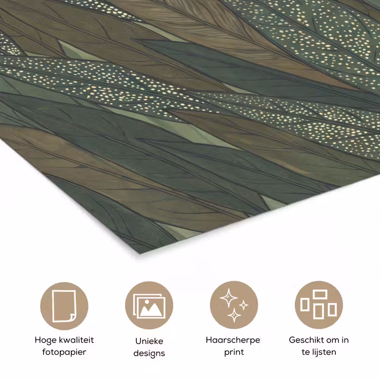 Bladeren - Patroon - Gestippeld - Natuur - Groen poster papier klein -closeup_NL