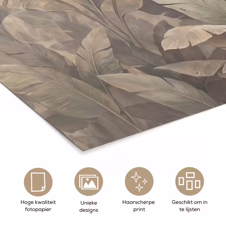 Bladeren - Tropisch - Natuur - Modern - Beige poster papier klein -closeup_NL