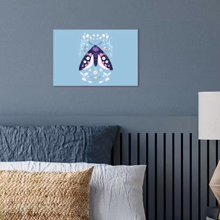 Bladeren - Wit - Vlinder - Insect poster papier klein -sfeer2
