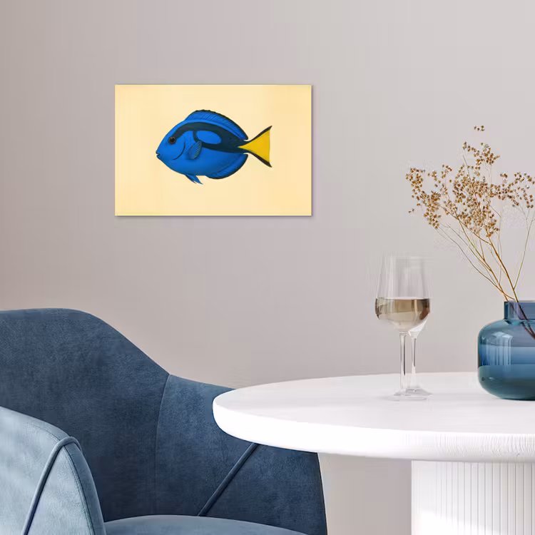 Blauw - Dory - Vis - Staartvin poster papier klein -sfeer3