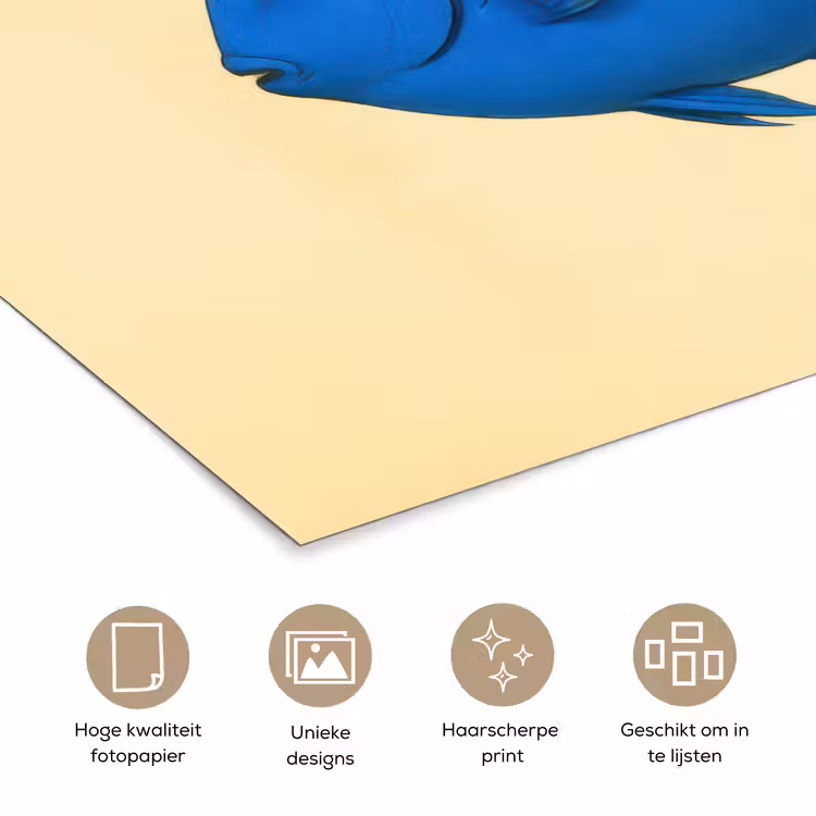 Blauw - Dory - Vis - Staartvin poster papier klein -closeup_NL