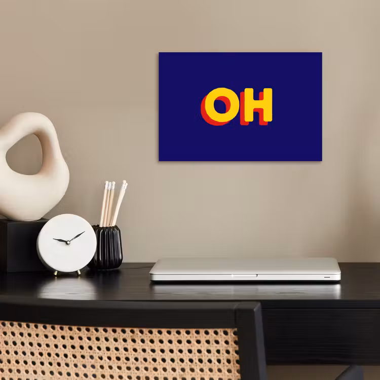 Blauw - Geel - OH - Schaduw poster papier klein -sfeer1