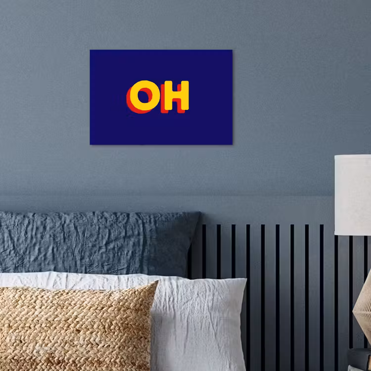 Blauw - Geel - OH - Schaduw poster papier klein -sfeer2