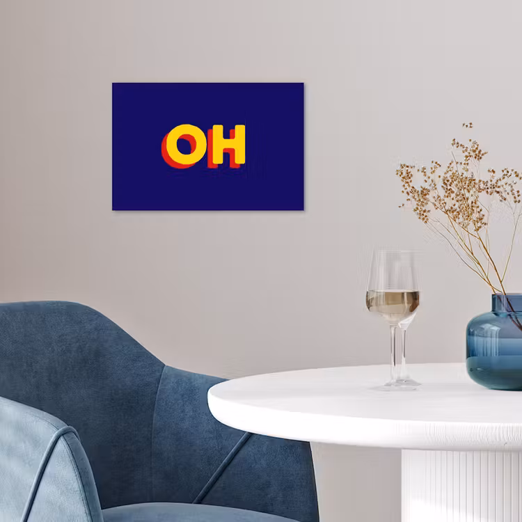 Blauw - Geel - OH - Schaduw poster papier klein -sfeer3
