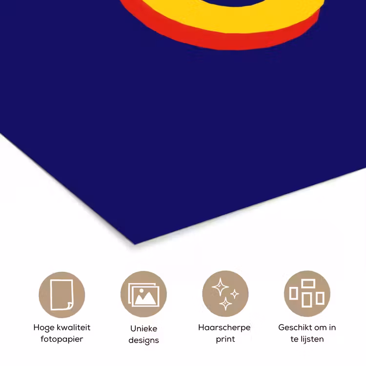 Blauw - Geel - OH - Schaduw poster papier klein -closeup_NL
