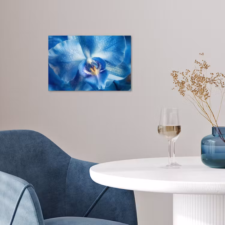 Blauw - Orchidee - Elegeant poster papier klein -sfeer3
