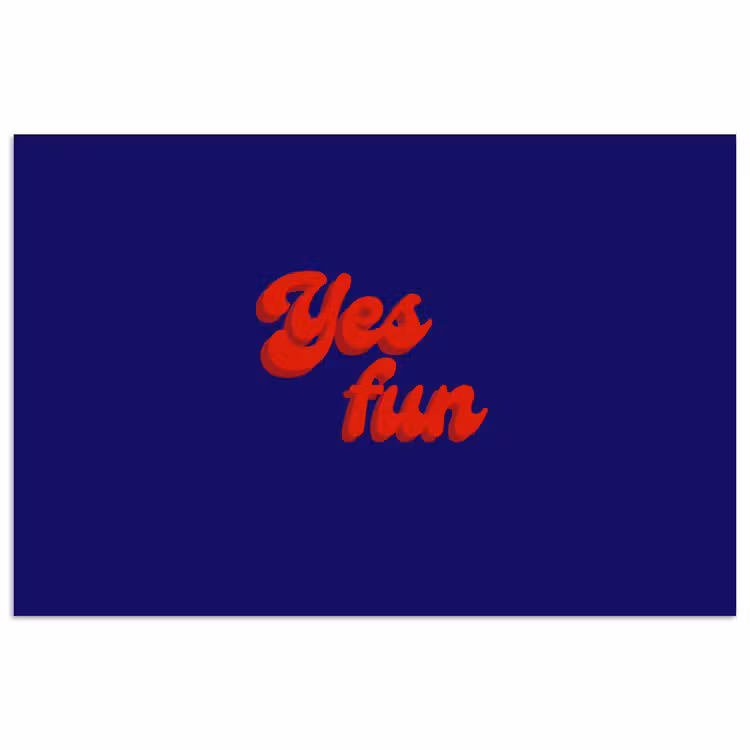 Blauw - Rood - Yes fun - 3D poster papier klein -3d
