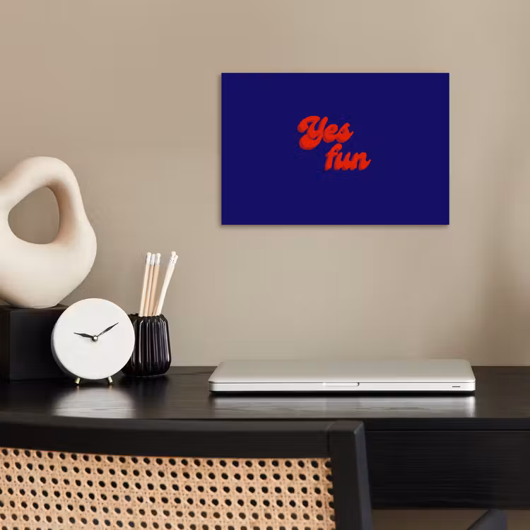 Blauw - Rood - Yes fun - 3D poster papier klein -sfeer1