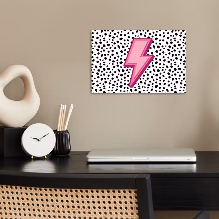 Bliksem - Roze - Stippen poster papier klein -sfeer1
