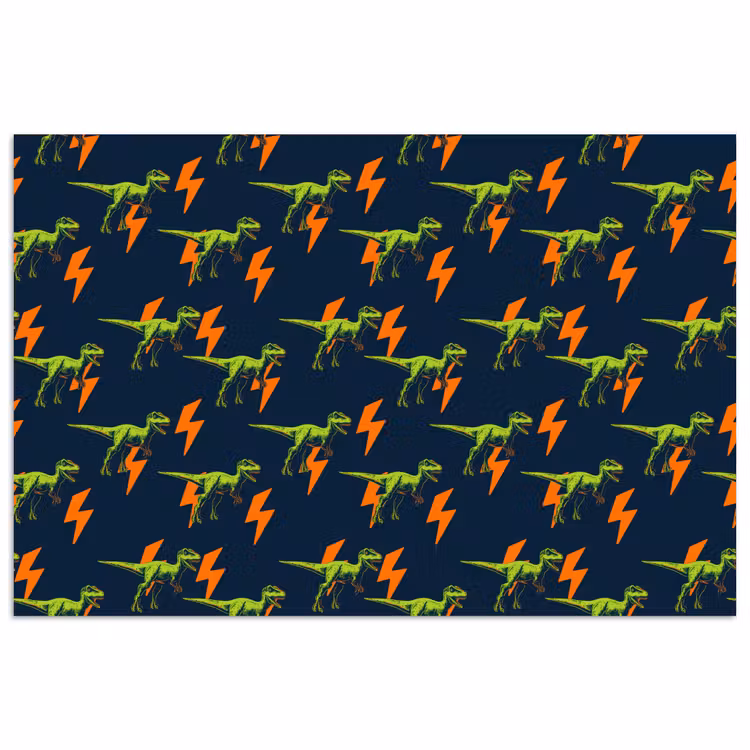 Bliksemschichten - Oranje - Dinosaurussen poster papier klein -3d