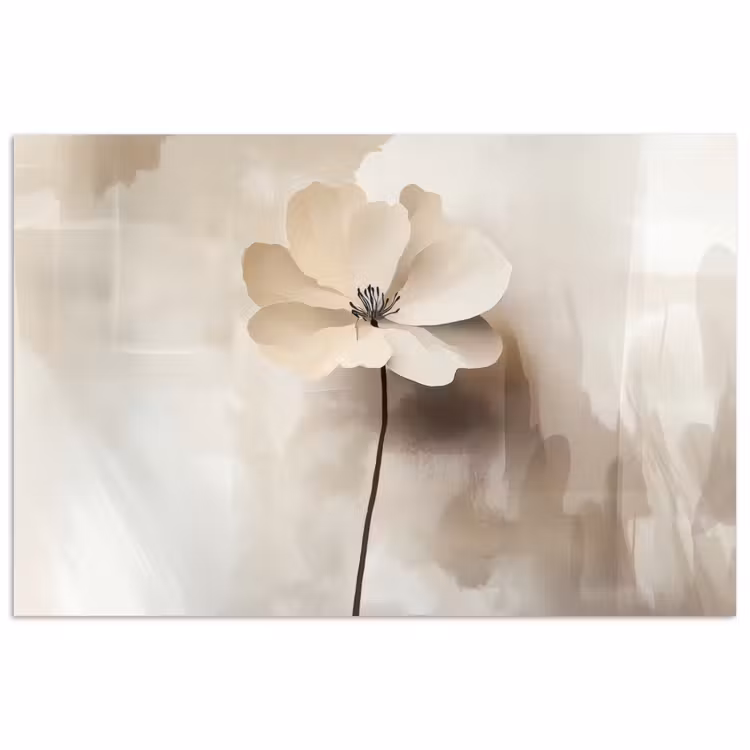 Bloem - Beige - Verf - Schaduw poster papier klein -3d