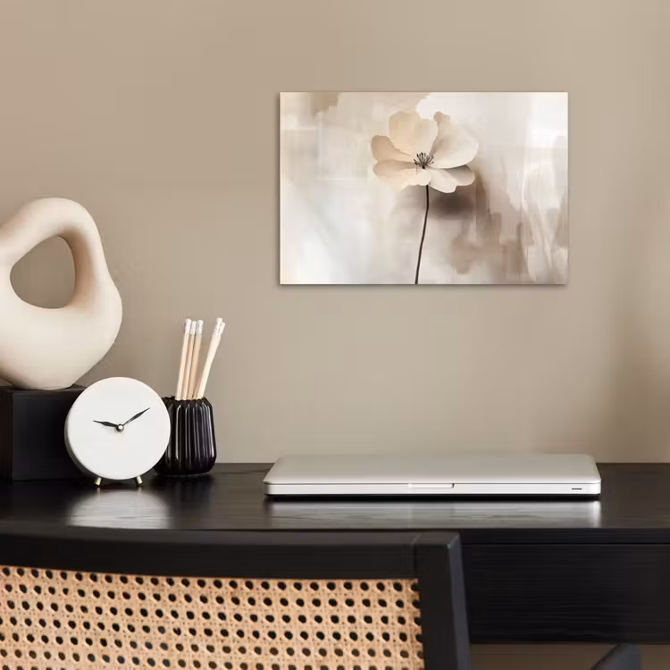 Bloem - Beige - Verf - Schaduw poster papier klein -sfeer1