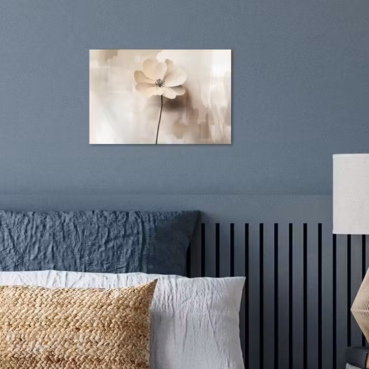 Bloem - Beige - Verf - Schaduw poster papier klein -sfeer2