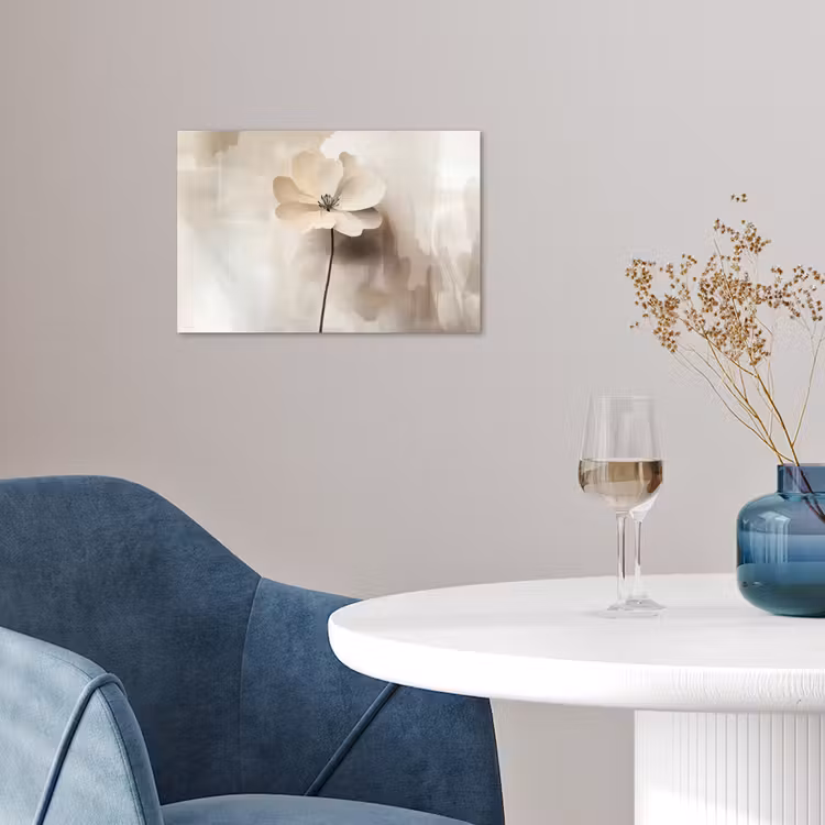 Bloem - Beige - Verf - Schaduw poster papier klein -sfeer3