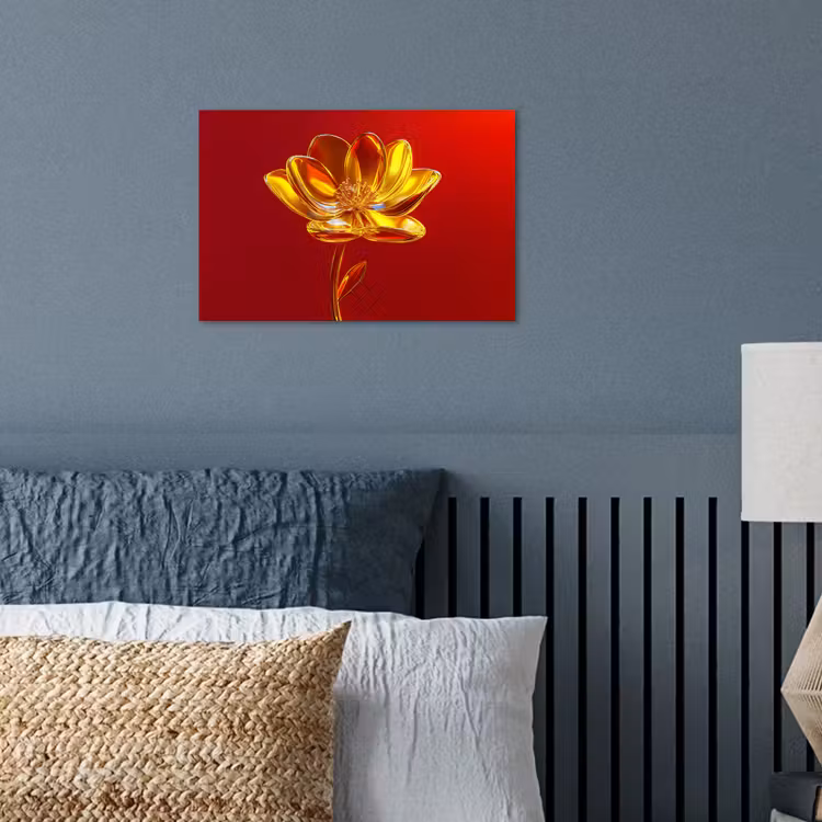 Bloem - Goud - Glazen poster papier klein -sfeer2