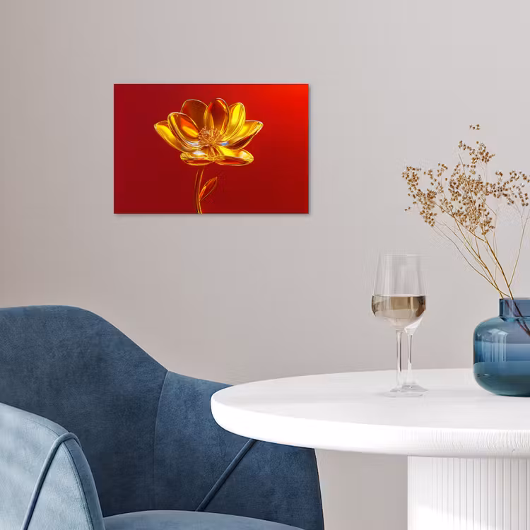 Bloem - Goud - Glazen poster papier klein -sfeer3