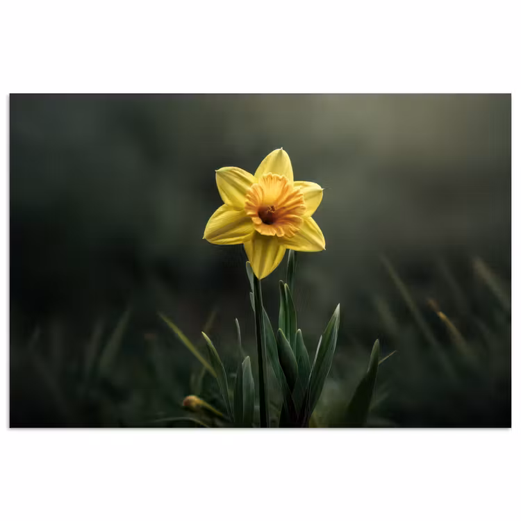 Bloem - Narcis - Gras - Geel poster papier klein -3d