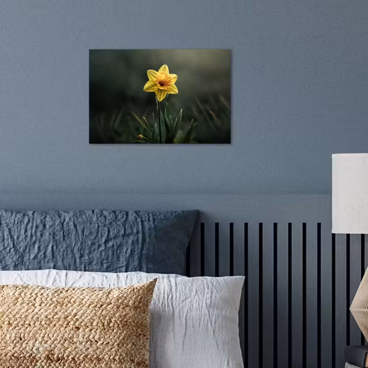 Bloem - Narcis - Gras - Geel poster papier klein -sfeer2