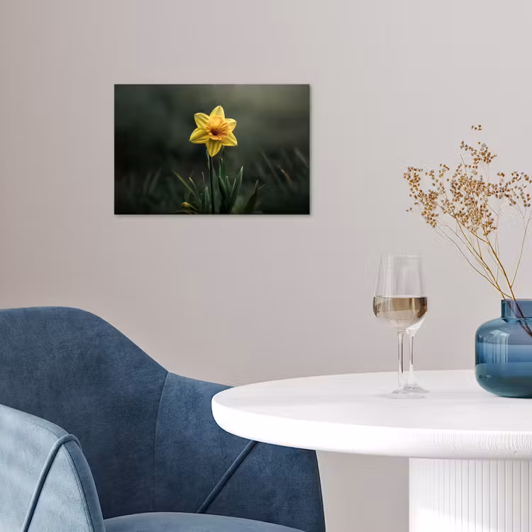 Bloem - Narcis - Gras - Geel poster papier klein -sfeer3