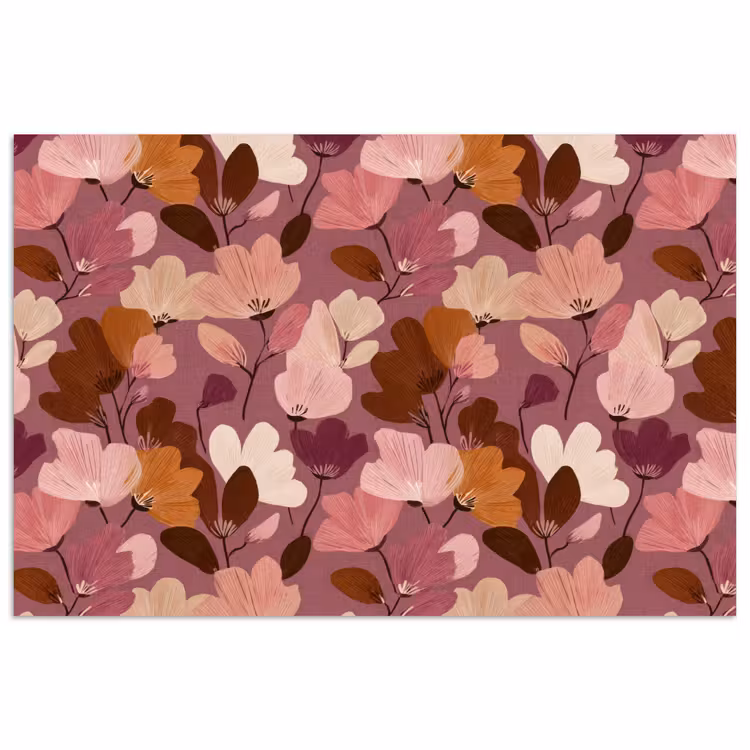 Bloem - Patroon - Roze poster papier klein 62 -3d