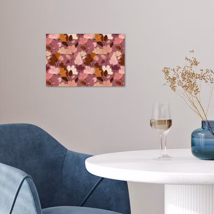 Bloem - Patroon - Roze poster papier klein 62 -sfeer3
