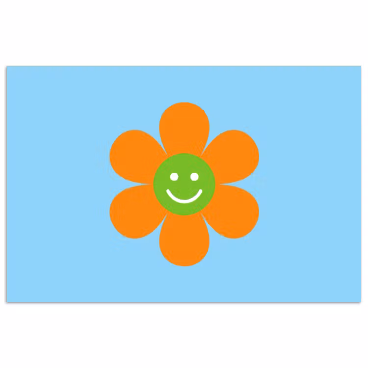 Bloem - Smiley - Kleurrijk poster papier klein -3d