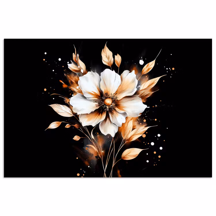 Bloem - Verf - Goud - Graffiti - Modern poster papier klein -3d