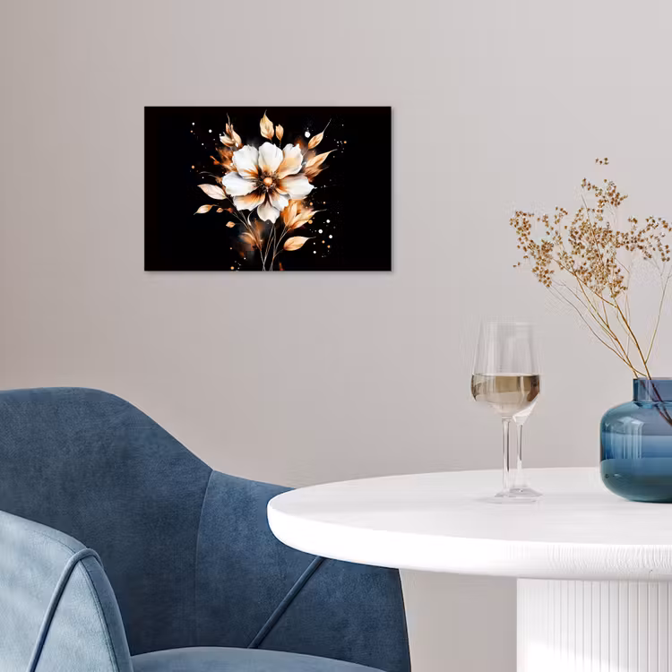 Bloem - Verf - Goud - Graffiti - Modern poster papier klein -sfeer3